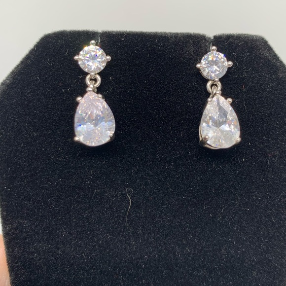 CZ Simulated Diamond Earrings set in Sterling Silver - Picture 8 of 16